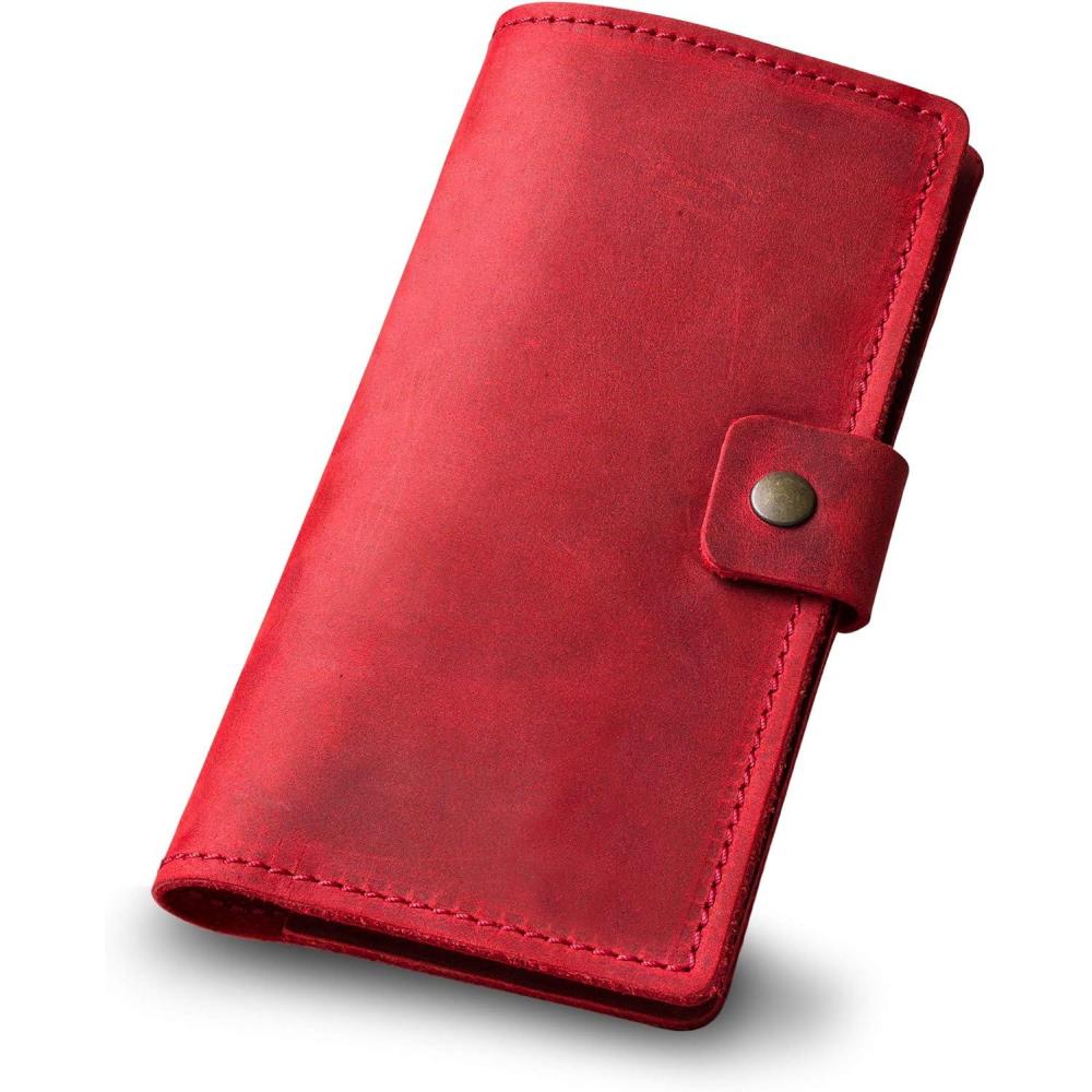 imagePEGAI Handmade Minimalist Design Checkbook Cover  100 Distressed Full Grain Horse Leather Checkbook Wallet  Business Checkbook Binder  Clark CinnamonRose