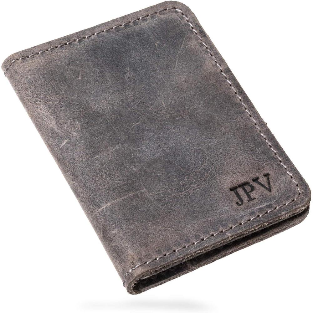 imagePEGAI Mens Chestnut Brown Leather Bifold Wallet with RFID Protection  Minimalist Slim Personalized with Initials Fathers Day GiftRock