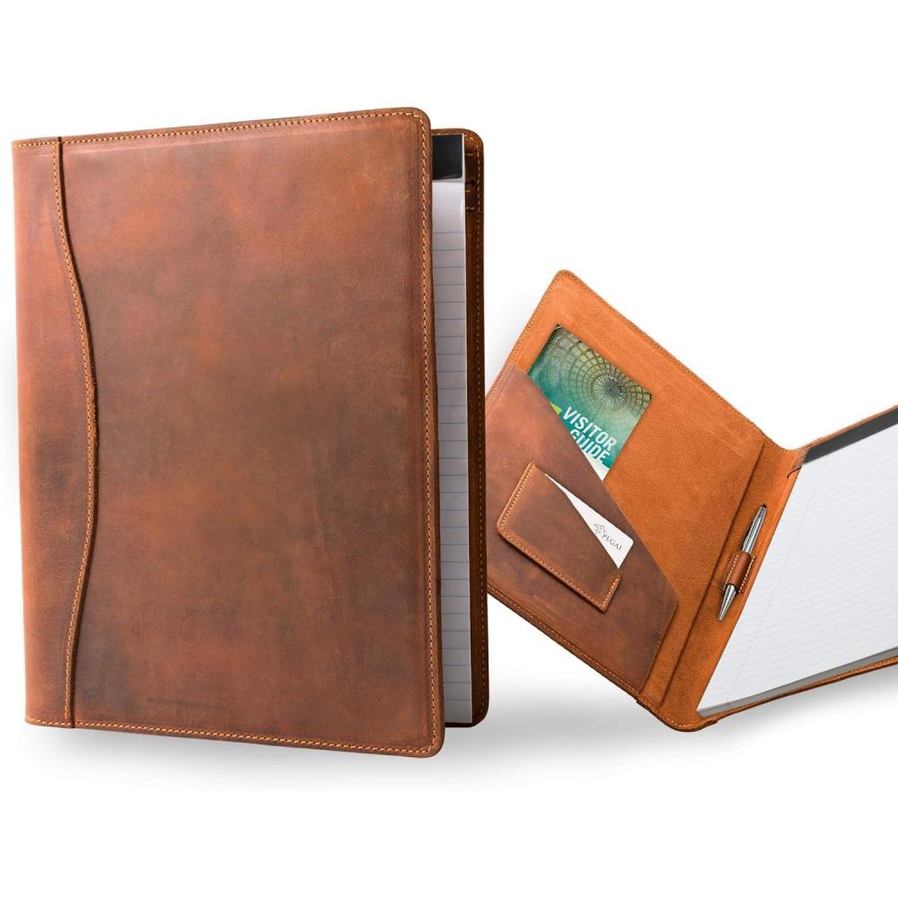 imagePEGAI Padfolio Legal Pad Folder Organizer  Interview Legal Document Organizer with Business Card Holder  Personalized Leather Full Size 9quotx12quot Portfolio Binder  Marshall Chestnut BrownMahogany Brown