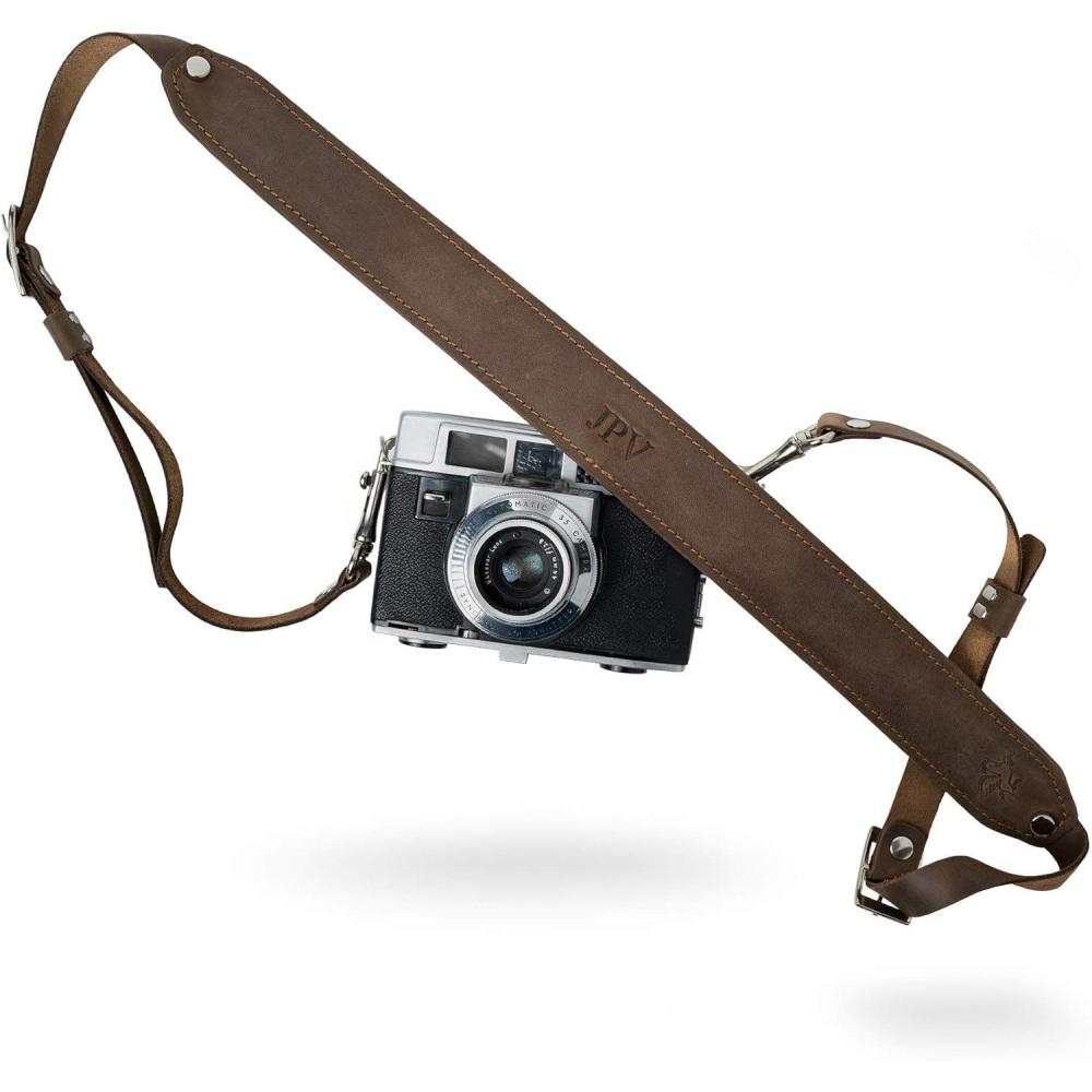 imagePEGAI Personalized 100 Leather DSLR Camera Strap Compatible with Canon Camera ampamp Nikon  Handmade Camera Harness Gifts for Photographers Heavy Duty Leather Camera Sling  Steve ChestnutChestnut