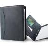 PEGAI Handmade 100% Leather Padfolio | Junior Legal Pad Folder Organizer for Business School Office Conference | Resume Interview Document Organizer Folio | Eriksen (Cognac Brown)(Charcoal Black)