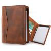 PEGAI Handmade 100% Leather Padfolio | Junior Legal Pad Folder Organizer for Business School Office Conference | Resume Interview Document Organizer Folio | Eriksen (Cognac Brown)(Mahogany Brown)