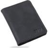 PEGAI Men’s Chestnut Brown Leather Bifold Wallet with RFID Protection – Minimalist, Slim, Personalized with Initials, Father’s Day Gift(Charcoal)