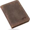 PEGAI Men’s Chestnut Brown Leather Bifold Wallet with RFID Protection – Minimalist, Slim, Personalized with Initials, Father’s Day Gift(Chestnut)