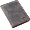 PEGAI Men’s Chestnut Brown Leather Bifold Wallet with RFID Protection – Minimalist, Slim, Personalized with Initials, Father’s Day Gift(Rock)