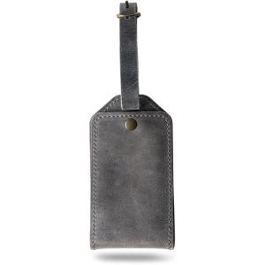 PEGAI 100% Soft Touch Rustic Leather Luggage ID Tag, Secure With Snap Closure and Easy Attachment to Suitcase, Backpack, Handbag, Handmade Travel Accessories Luggage Tags (Mahogany Brown)(Rock Grey)