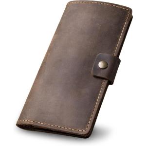 PEGAI Handmade Minimalist Design Checkbook Cover | 100% Distressed Full Grain Horse Leather Checkbook Wallet | Business Checkbook Binder | Clark (Cinnamon)(Chestnut)