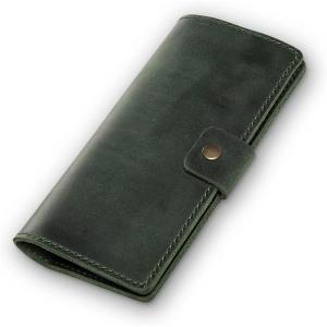 PEGAI Handmade Minimalist Design Checkbook Cover | 100% Distressed Full Grain Horse Leather Checkbook Wallet | Business Checkbook Binder | Clark (Cinnamon)(Green)