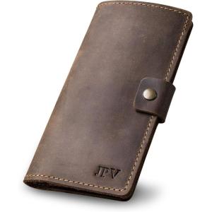 PEGAI Handmade Personalized Leather Checkbook Covers For Personal Checkbook | 100% Distressed Leather Checkbook Cover & Wallet | Business Checkbook Cover | Clark (Chestnut)(Chestnut)