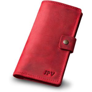 PEGAI Handmade Personalized Leather Checkbook Covers For Personal Checkbook | 100% Distressed Leather Checkbook Cover & Wallet | Business Checkbook Cover | Clark (Chestnut)(Rose)