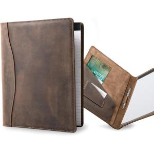 PEGAI Padfolio Legal Pad Folder Organizer | Interview Legal Document Organizer with Business Card Holder | Personalized Leather Full Size 9″x12″ Portfolio Binder | Marshall (Chestnut Brown)(Chestnut Brown)