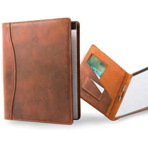 PEGAI Padfolio Legal Pad Folder Organizer | Interview Legal Document Organizer with Business Card Holder | Personalized Leather Full Size 9″x12″ Portfolio Binder | Marshall (Chestnut Brown)(Mahogany Brown)