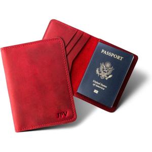 PEGAI Personalized Leather, Passport Holder For Travel | Handmade Passport Wallet Cover Case | Travel Document Holder, Passport Cover for Men, Women, and Family | Pike (Cinnamon Brown)(Rose)