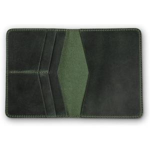 PEGAI Standard Full Grain Crazy Horse Leather Passport Holder | Custom Travel Passport Cover & Organizer | Handcrafted Leather Passport Wallet for Men and Women | Pike (Dymnos Black)(Green)