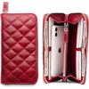 PEGAI Leather Capitone Large Womens Wallet | Handmade Quilted Wallet Purse with Zipper | Elegant Gift for Her | Stylish Minimalist Design, Large Capacity Card Holder – Sherry (Red)(Red)