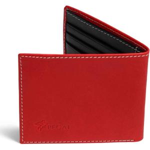 PEGAI Handcrafted Leather Wallets for Men, RFID Protected | Leather Slim Bifold Wallet for Men, RFID-Blocking Wallet | (Italian, Toiano Red & Black)(Toiano Red & Black)