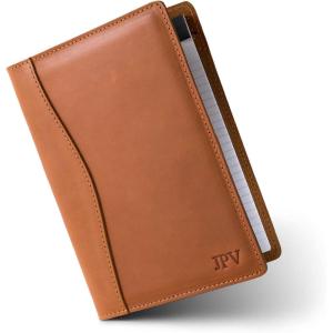 PEGAI Junior Legal Pad Folder Organizer | Portfolio Binder, Resume Interview Document Organizer Folio | Personalized Leather Binder Padfolio with Business Card Organizer | Eriksen (Charcoal)(Cognac)