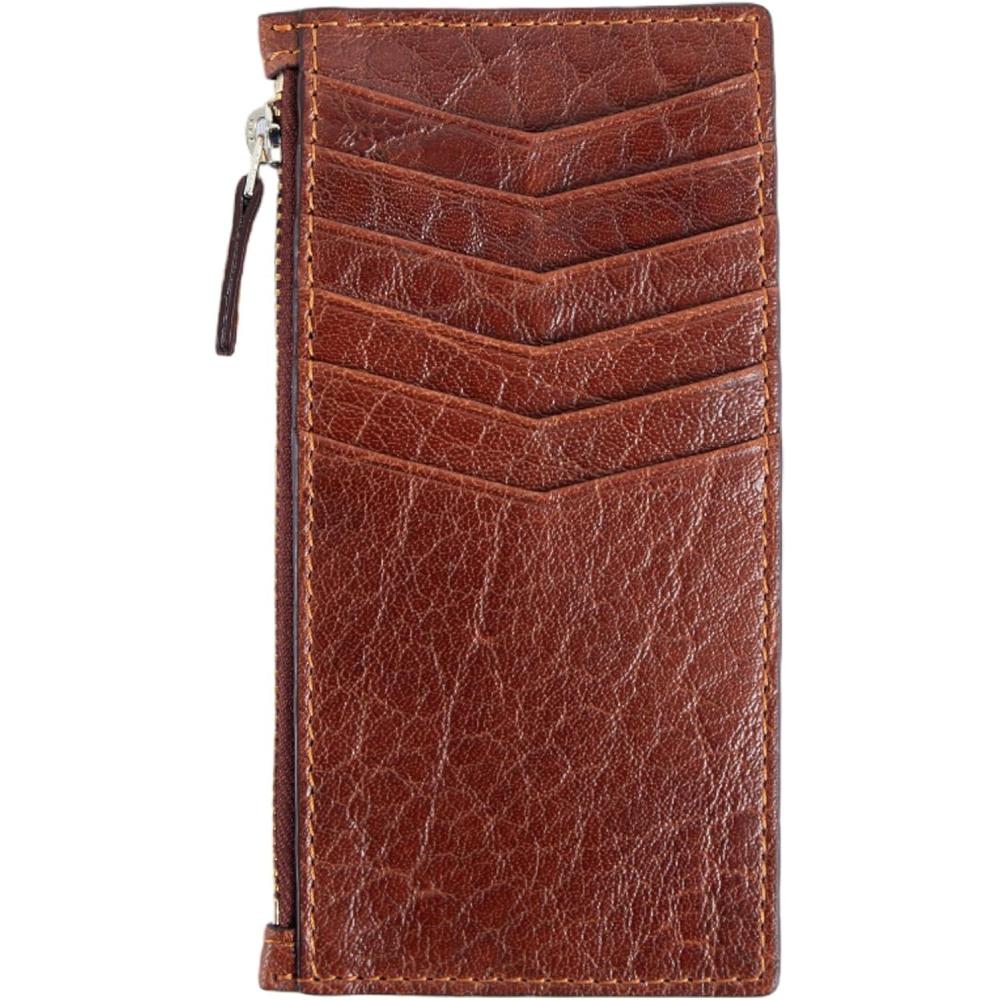 image:imagePEGAI Minimalist Card Case ampamp Zippered Wallet for Women  IsabelCognac