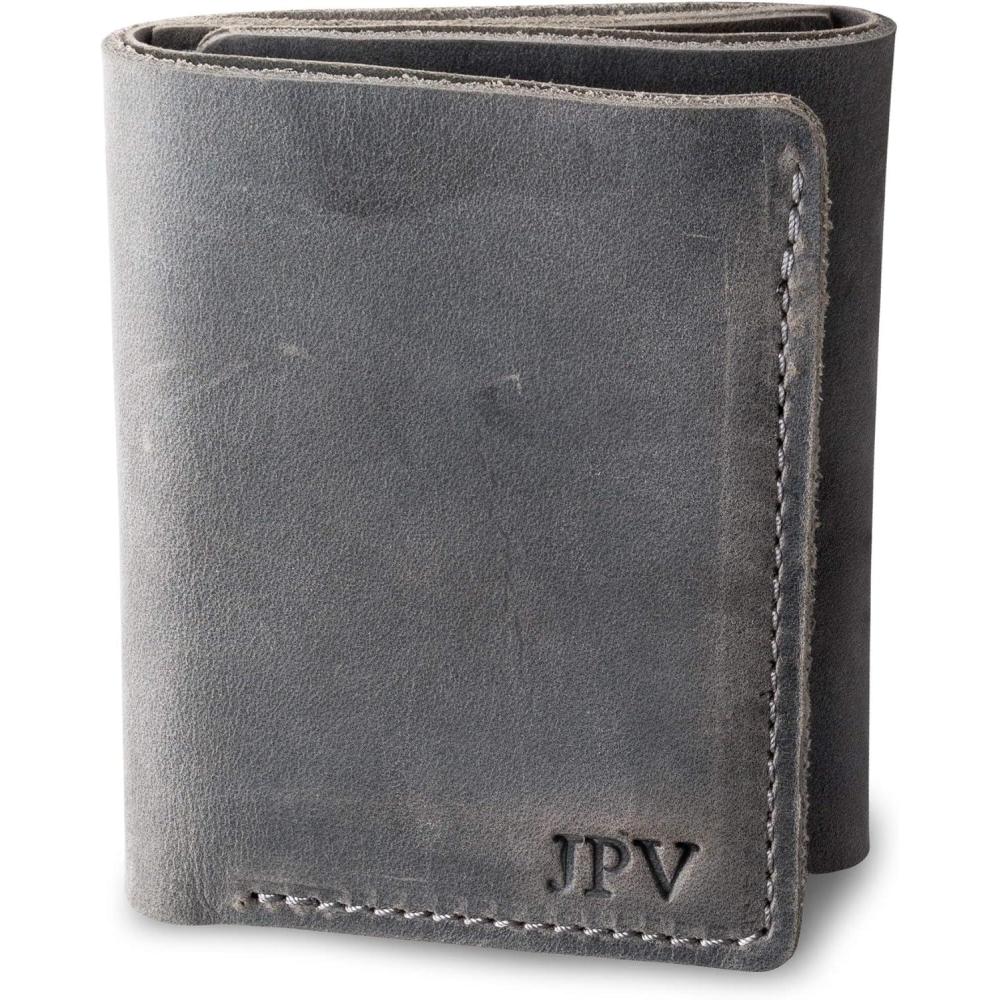 image:imagePEGAI Personalized 100 Leather Trifold Wallet For Men  Handmade Minimalist Mens Wallet Classic Billfold with ID Holder Credit Card Wallet Card Holder Custom Wallets for Men  Kane Rock GreyRock Grey