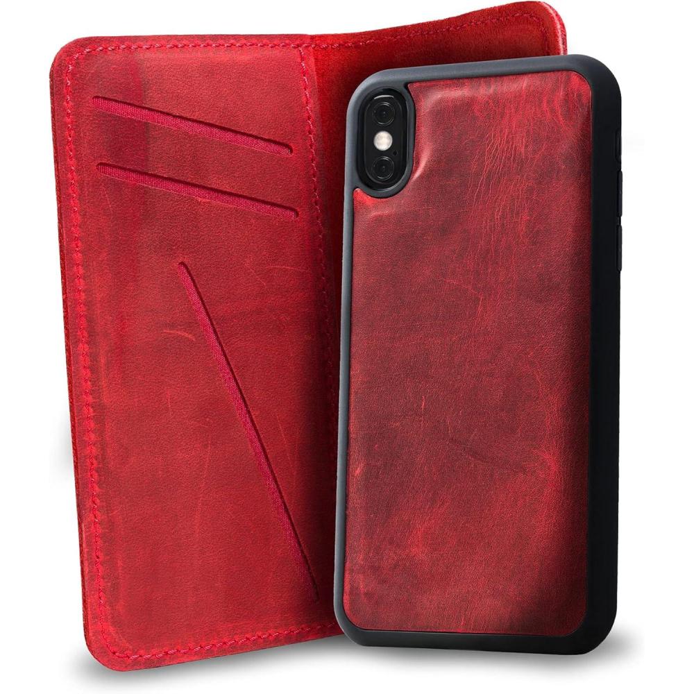 image:imagePEGAI Personalized 100 Leather Wallet Case for iPhone 12 with Card Holder Screen Protector Handmade Protective Magnetic Wallet Phone Case  McLean CharcoalRose
