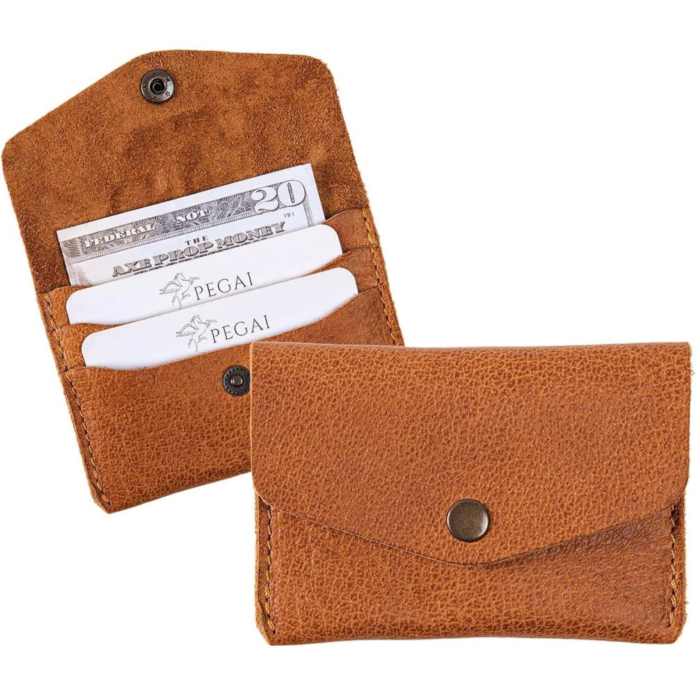 image:imagePEGAI Personalized Full Grain Leather Credit Card Holder for Women Slim Minimalist Wallet with Card and Money Slots  Seline CinnamonCinnamon
