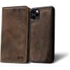 PEGAI Personalized 100% Leather Wallet Case for iPhone 12, with Card Holder, Screen Protector, Handmade, Protective, Magnetic, Wallet Phone Case | McLean Charcoal(Chestnut)
