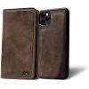 PEGAI Personalized 100% Leather Wallet Case for iPhone 12, with Card Holder, Screen Protector, Handmade, Protective, Magnetic, Wallet Phone Case | McLean Charcoal(Chestnut)