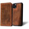 PEGAI Personalized 100% Leather Wallet Case for iPhone 12, with Card Holder, Screen Protector, Handmade, Protective, Magnetic, Wallet Phone Case | McLean Charcoal(Mahogany)