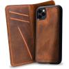 PEGAI Personalized 100% Leather Wallet Case for iPhone 12, with Card Holder, Screen Protector, Handmade, Protective, Magnetic, Wallet Phone Case | McLean Charcoal(Mahogany)