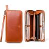 PEGAI Leather Large Capacity Wristlet Wallets For Women | Zip Around Full-Grain Phone Wallet | Clutch Purses for Women With Credit Card Holder, Coin Purse and Cash Slot | KARLA (Aqua)(Whiskey)