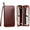 PEGAI Leather Large Capacity Wristlet Wallets For Women | Zip Around Full-Grain Phone Wallet | Clutch Purses for Women With Credit Card Holder, Coin Purse and Cash Slot | KARLA (Aqua)(Rum)