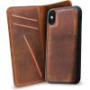 PEGAI Personalized 100% Leather Wallet Case for iPhone 12, with Card Holder, Screen Protector, Handmade, Protective, Magnetic, Wallet Phone Case | McLean Charcoal(Mahogany)