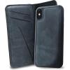 PEGAI Personalized 100% Leather Wallet Case for iPhone 12, with Card Holder, Screen Protector, Handmade, Protective, Magnetic, Wallet Phone Case | McLean Charcoal(Charcoal)