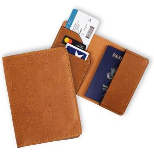 PEGAI Full-Grain Handmade Leather Passport Holder |Travel Wallet Cover Case with Credit Card Holder |Travel Document Organizer for Men and Women | Diplomat (Black)(Cinnamon)