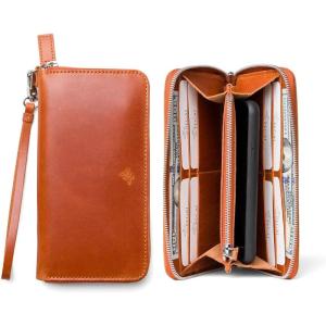 PEGAI Leather Large Capacity Wristlet Wallets For Women | Zip Around Full-Grain Phone Wallet | Clutch Purses for Women With Credit Card Holder, Coin Purse and Cash Slot | KARLA (Aqua)(Whiskey)
