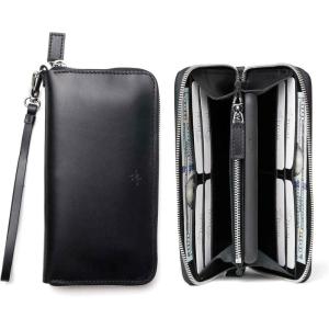 PEGAI Leather Large Capacity Wristlet Wallets For Women | Zip Around Full-Grain Phone Wallet | Clutch Purses for Women With Credit Card Holder, Coin Purse and Cash Slot | KARLA (Aqua)(Black)