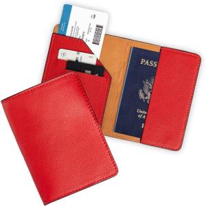 PEGAI Passport Holder for Travel | Passport Case, Personalized Full-Grain Handmade Leather Passport Wallet | Travel Essentials for Women, Passport Cover for Men, Family | Diplomat (Black)(Diplomat | Red)