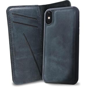 PEGAI Personalized 100% Leather Wallet Case for iPhone 12, with Card Holder, Screen Protector, Handmade, Protective, Magnetic, Wallet Phone Case | McLean Charcoal(Charcoal)