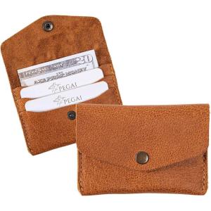 PEGAI Personalized Full Grain Leather Credit Card Holder for Women, Slim Minimalist Wallet with Card and Money Slots – Seline (Cinnamon)(Cinnamon)