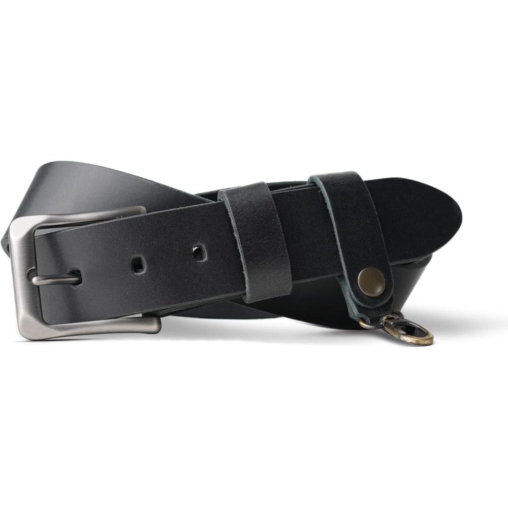 image:imagePEGAI Leather Belt for Men  Casual Full Grain Leather Belt with Buckle Design Mens Leather Belt  McKinney Sizes 3248Black