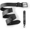 PEGAI Leather Belt for Men | Casual Full Grain Leather Belt with Buckle Design Mens Leather Belt | McKinney Sizes: 32-48(Black)