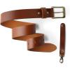PEGAI Leather Belt for Men | Casual Full Grain Leather Belt with Buckle Design Mens Leather Belt | McKinney Sizes: 32-48(Cognac)