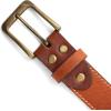 PEGAI McTROY 100% Full Grain Leather Belts for Men, Handmade, Buckle Design, Great for Work, Casual(Irving | Stitched Rust)