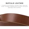 PEGAI Personalized Mens Leather Belt | Buffalo Leather Belt for Men(Saddle Brown)