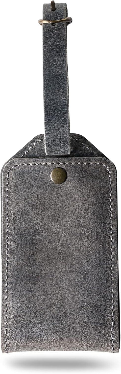 image:imagePEGAI Personalized Leather Luggage Tags for Suitcases  Handmade Travel Essentials Luggage Tag Secure With Snap Closure and Easy Attachment to Suitcase Travel Backpack Handbag  Bond CharcoalRock