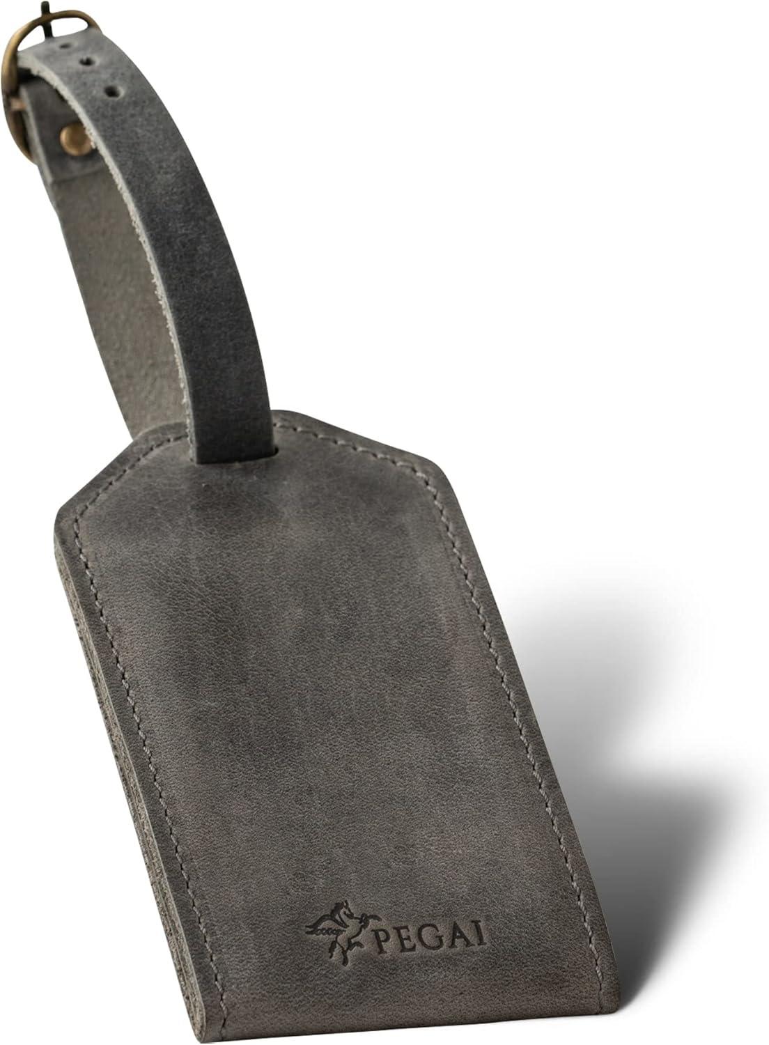 image:imagePEGAI Personalized Leather Luggage Tags for Suitcases  Handmade Travel Essentials Luggage Tag Secure With Snap Closure and Easy Attachment to Suitcase Travel Backpack Handbag  Bond CharcoalRock