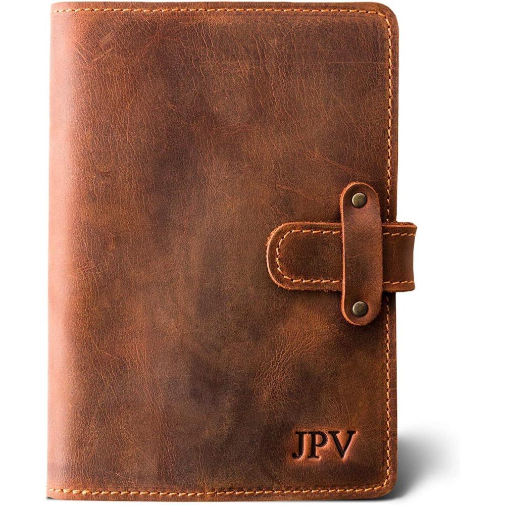 image:imagePEGAI Personalized Leather Journal Notebook Handmade Leather Travelers Notebook Planner Refillable Leather Notebook Cover  Professional Notebooks for Work  DuPage RockFull  UnlinedMahogany