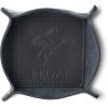 PEGAI Leather Coasters Set of 4 & Catchall Tray | Handmade Leather Valet Tray with Coasters for Drinks | Desk Organizer, Jewelry Tray, Drink Coasters for Tabletop Protection | Stack (Black)(Black)