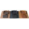 PEGAI Leather Coasters Set of 4 & Catchall Tray | Handmade Leather Valet Tray with Coasters for Drinks | Desk Organizer, Jewelry Tray, Drink Coasters for Tabletop Protection | Stack (Black)(Taba Brown)