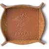 PEGAI Leather Coasters Set of 4 & Catchall Tray | Handmade Leather Valet Tray with Coasters for Drinks | Desk Organizer, Jewelry Tray, Drink Coasters for Tabletop Protection | Stack (Black)(Taba Brown)